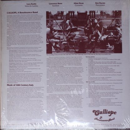Calliope (7) CAL #101 - Music Of 16th Century Italy - Image 2