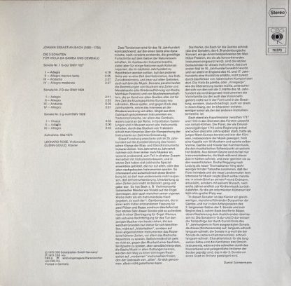 CBS 76 373 - The Sonatas For Viola Da Gamba - Image 2