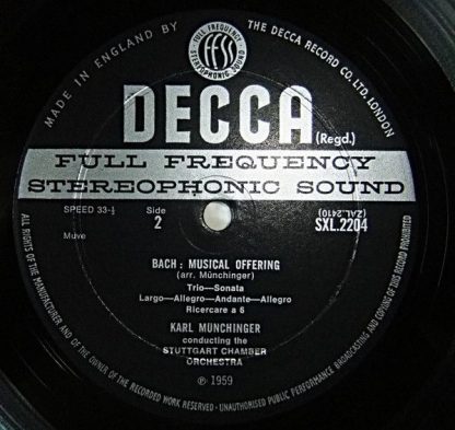 DECCA SXL.2204 - Musical Offering - Image 3