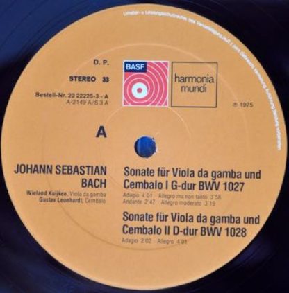 BASF 20 22225-3 - 3 Sonaten Für Viola Da Gamba Und Cembalo BWV 1 - Image 3