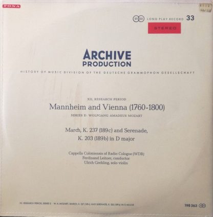 Archiv Produktion 198 363 - Marsch KV 237 (189c) und Serenade KV - Image 2
