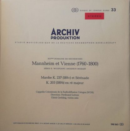 Archiv Produktion 198 363 - Marsch KV 237 (189c) und Serenade KV - Image 3