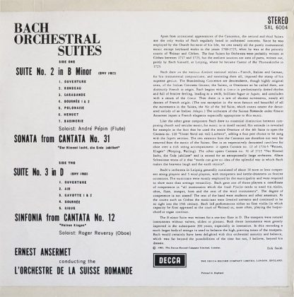 DECCA SXL 6004 - Suites No.2&3 - Image 2