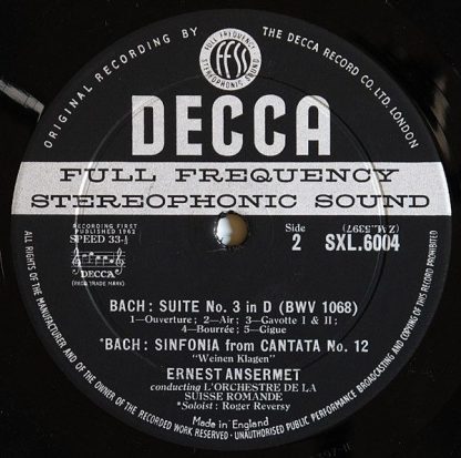 DECCA SXL 6004 - Suites No.2&3 - Image 4