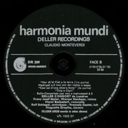 harmonia mundi France HM 209 - Tirsi & Clori (Ballets & Madrigau - Image 4