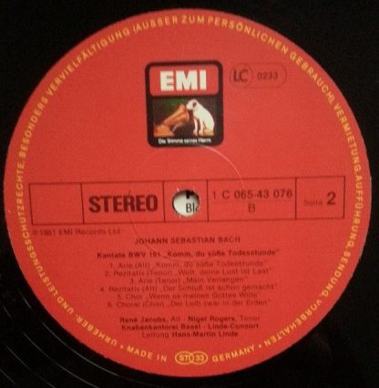 EMI 1C 065-43 076 - Kantate BWV 82a "Ich Habe Genug"/ Kantate BW - Image 5