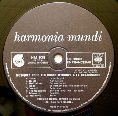 harmonia mundi France HMU 938 - Concerts Et Danses De La Renaiss - Image 3