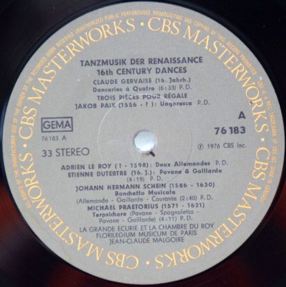 CBS Masterworks 76183 - 16th Century Dances From Court And Villa - Image 3