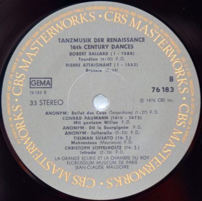 CBS Masterworks 76183 - 16th Century Dances From Court And Villa - Image 4