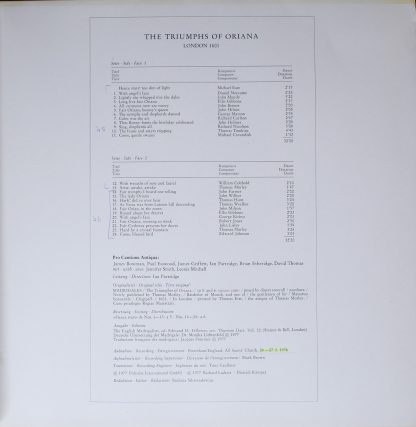 Archiv Produktion 2533 347 - The Triumphs Of Oriana - Image 3