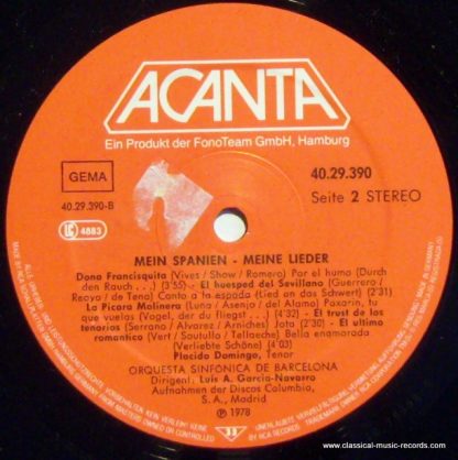 ACANTA 40.29.390 - Singt Zarzuela-Arien / Mein Spanien - Meine L - Image 3