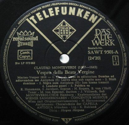 Telefunken SAWT 9501/02-A - Vespro Della Beata Vergine »Marien-V - Image 4
