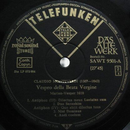 Telefunken SAWT 9501/02-A - Vespro Della Beata Vergine »Marien-V - Image 5