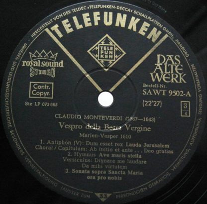 Telefunken SAWT 9501/02-A - Vespro Della Beata Vergine »Marien-V - Image 6