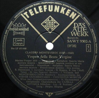 Telefunken SAWT 9501/02-A - Vespro Della Beata Vergine »Marien-V - Image 7