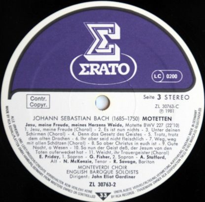Erato ZL 30763 - Die Motetten Bwv 225-231 - Bwv 50 & 118 - Image 5