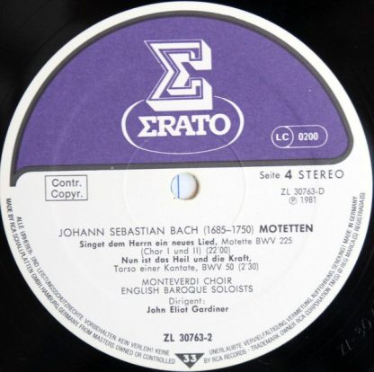 Erato ZL 30763 - Die Motetten Bwv 225-231 - Bwv 50 & 118 - Image 6