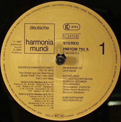 Harmonia Mundi HM/IOM 792 A - Andreas Hammerschmidt (1611-1675): - Image 5