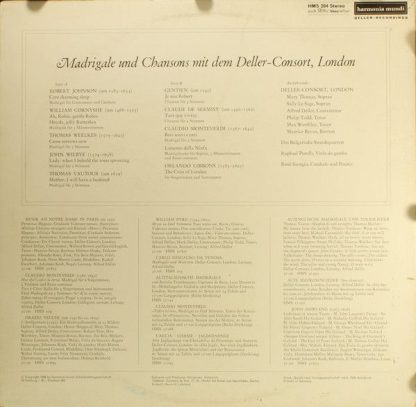 Harmonia Mundi HMS 204 - Madrigale & Chansons - Image 2