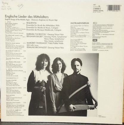Deutsche Harmonia Mundi 7 49192 1 - English Songs Of The Middle - Image 2