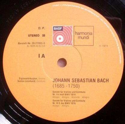 BASF 39 21955-0 - Sonaten Für Violine & Cembalo No. 1-6 BWV 1014 - Image 3
