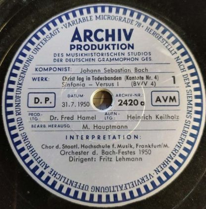 Archiv Produktion 2420 - Christ Lag In Todesbanden (Kantate Nr.