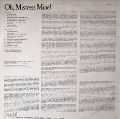 Pearl SHE 532 - Oh, Mistress Mine! Shakespeare Songs In The Sett - Image 2