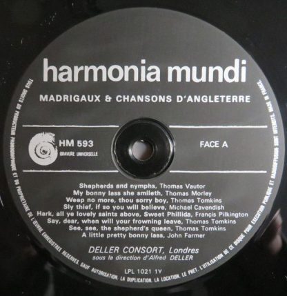 Harmonia Mundi HM 593 - Madrigaux & Chansons D'Angleterre - Image 2