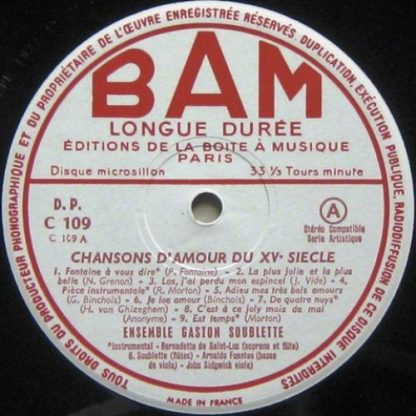 BAM C 109 - Chansons D'amour Du XVe Siècle - Image 3