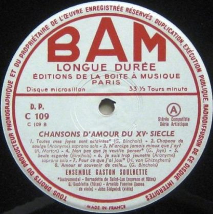 BAM C 109 - Chansons D'amour Du XVe Siècle - Image 4