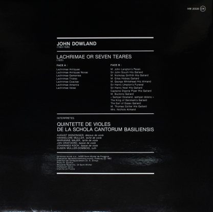 Deutsche Harmonia Mundi HM 20328 - Lachrimae Or Seaven Teares - Image 2