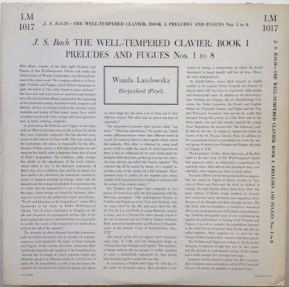 RCA Victor Red Seal LM 1017 - The Well-Tempered Clavier: Book I: - Image 2