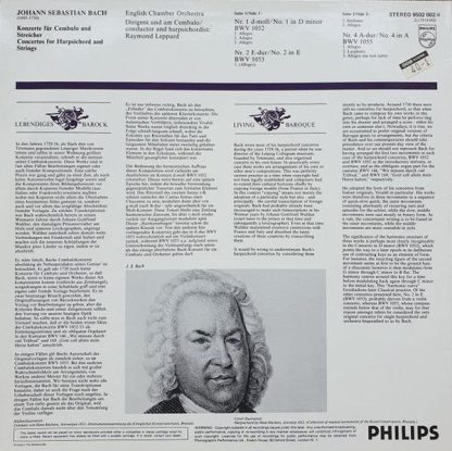 Philips 9502 002 - 3 Concerti Per Cembalo, BWV 1052, 1053, 1055 - Image 2