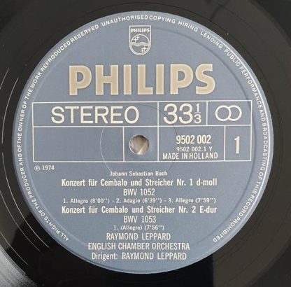 Philips 9502 002 - 3 Concerti Per Cembalo, BWV 1052, 1053, 1055 - Image 3