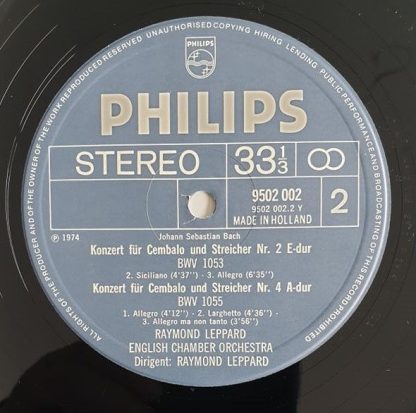 Philips 9502 002 - 3 Concerti Per Cembalo, BWV 1052, 1053, 1055 - Image 4