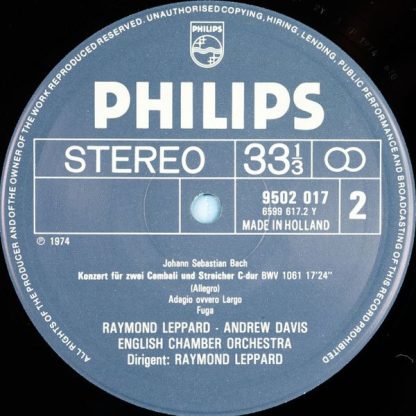 Philips 9502 017 - 3 Concerti Per 1 & 2 Cembali BWV 1056, 1060, - Image 4