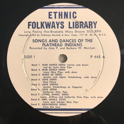 Folkways Records P 445 - Songs And Dances Of The Flathead Indian - Image 2
