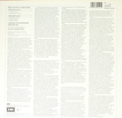 EMI 067 27 0110 1 - Overtures: Fidelio; Leonore No. 3; Prometheu - Image 2