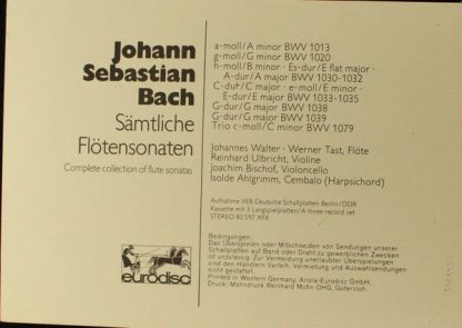 Eurodisc 80 594 XK - Sämtliche Flötensonaten - Image 2