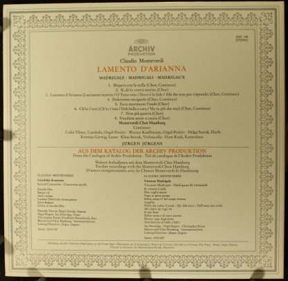 Archiv Produktion 2533 146 - Lamento D'Arianna (Madrigale ∙ Madr - Image 2
