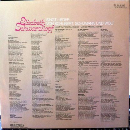 EMI 1 C 063-02598 - Singt Lieder Von Schubert, Schumann Und Wolf - Image 2