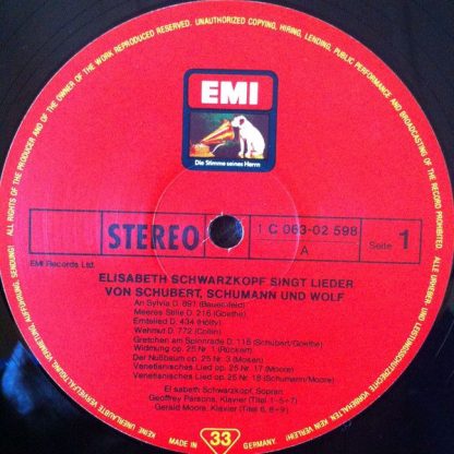 EMI 1 C 063-02598 - Singt Lieder Von Schubert, Schumann Und Wolf - Image 3