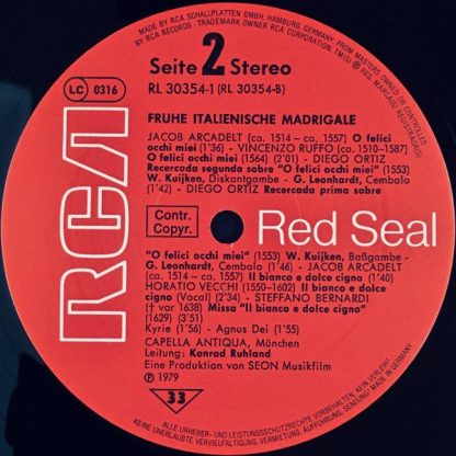 RCA Red Seal RL 30354 - Frühe Italienische Madrigale = Early Ita - Image 4
