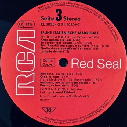 RCA Red Seal RL 30354 - Frühe Italienische Madrigale = Early Ita - Image 5