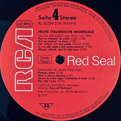 RCA Red Seal RL 30354 - Frühe Italienische Madrigale = Early Ita - Image 6