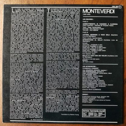 Harmonia Mundi HMU 986 - Il Combattimento Di Tancredi E Clorinda - Image 2