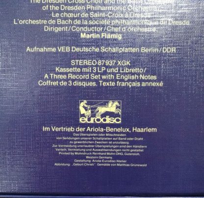 Eurodisc 87 937 XGK - Weihnachtsoratorium BWV 248 - Image 3