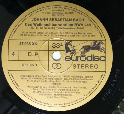 Eurodisc 87 937 XGK - Weihnachtsoratorium BWV 248 - Image 15