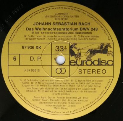 Eurodisc 87 937 XGK - Weihnachtsoratorium BWV 248 - Image 17