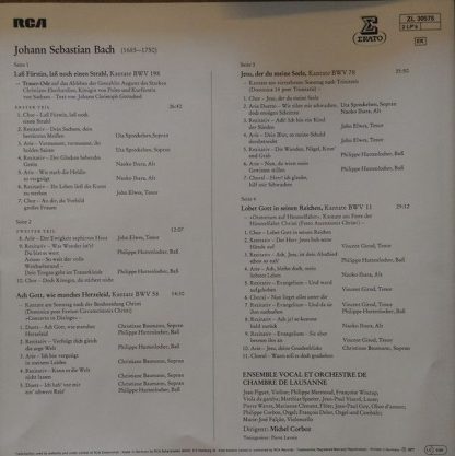 Erato STU 71099 - Trauer-Ode BWV 198 - Die Drei Kantaten BWV 11- - Image 6